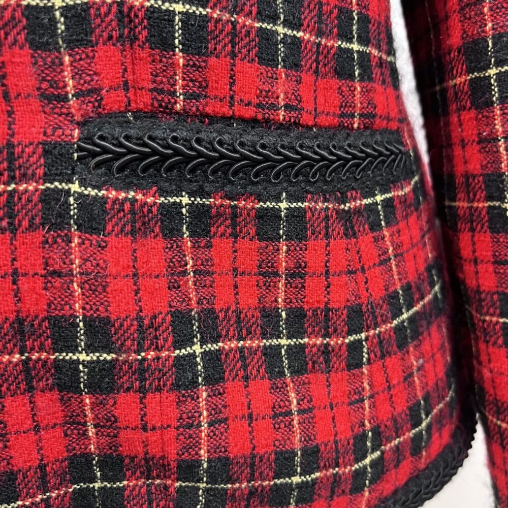 Pendleton wool red tartan plaid vintage blazer button jacket womens sz 10 - Picture 3 of 10
